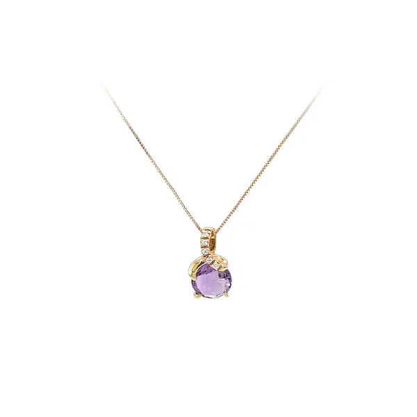 Gold Necklace with Purple Stone