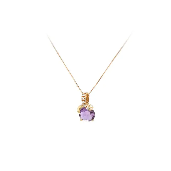 Gold Necklace with Purple Stone