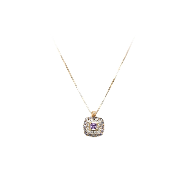 Gold Necklace with Purple Stone