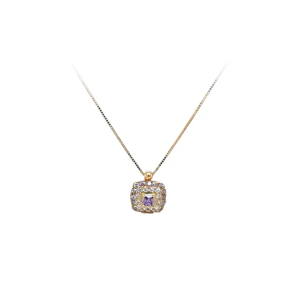 Gold Necklace with Purple Stone