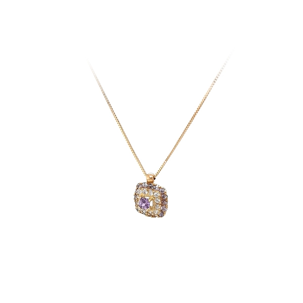 Gold Necklace with Purple Stone