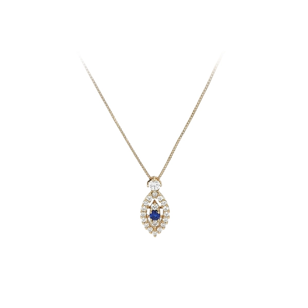 Gold Necklace with Blue Stone