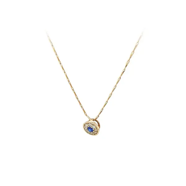 Gold Necklace with Blue Stone