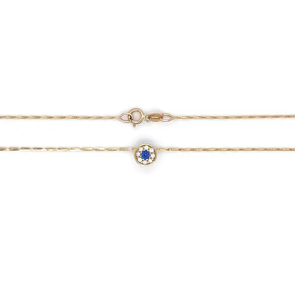 Gold Necklace with Blue Stone