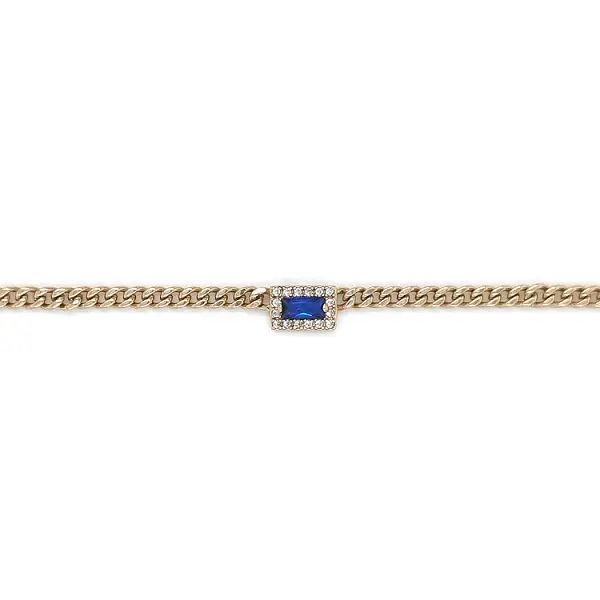 Gold Necklace with Blue Stone