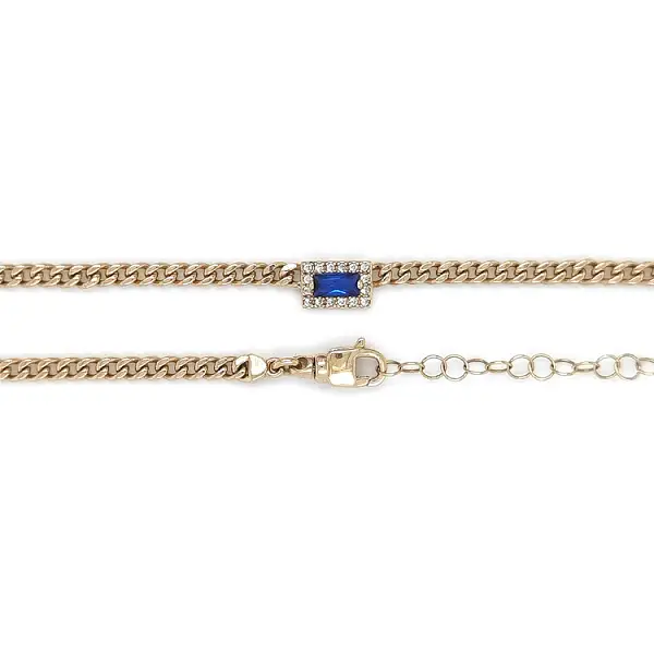 Gold Necklace with Blue Stone