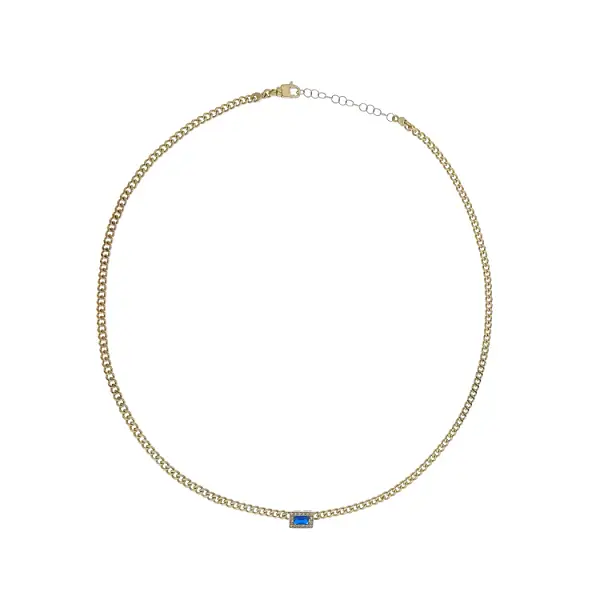 Gold Necklace with Blue Stone