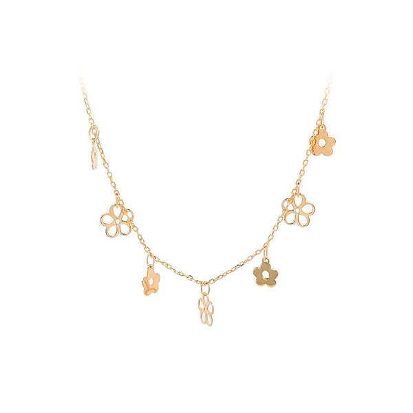 Gold Ladies Necklace Flowers