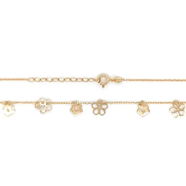 Gold Ladies Necklace Flowers