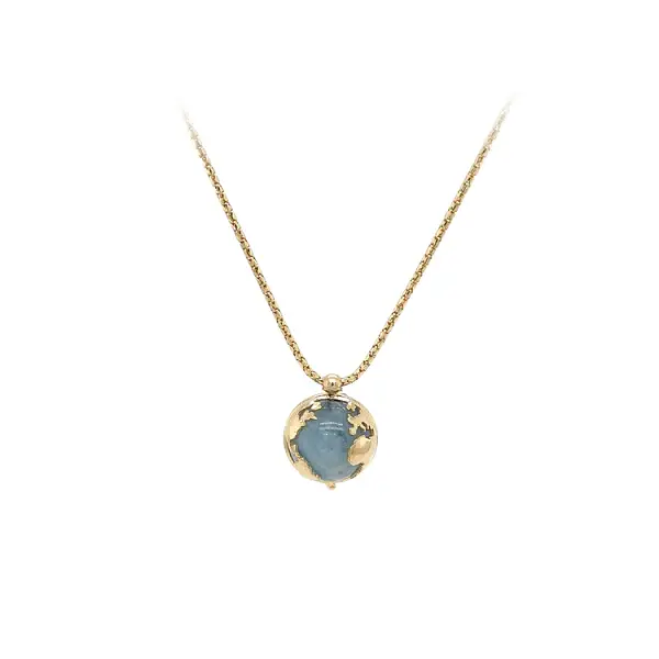Gold Necklace with Blue Stone