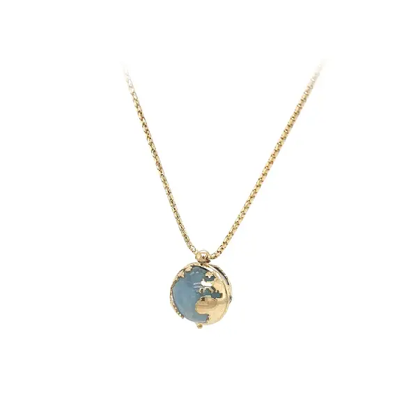 Gold Necklace with Blue Stone
