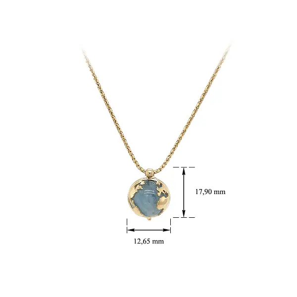 Gold Necklace with Blue Stone