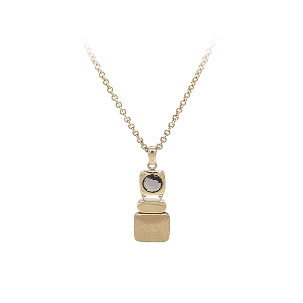 Gold Necklace with Brown Stone