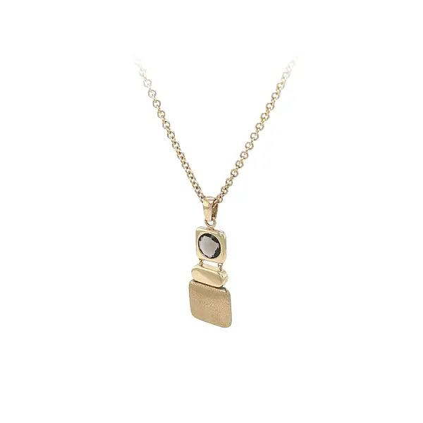Gold Necklace with Brown Stone