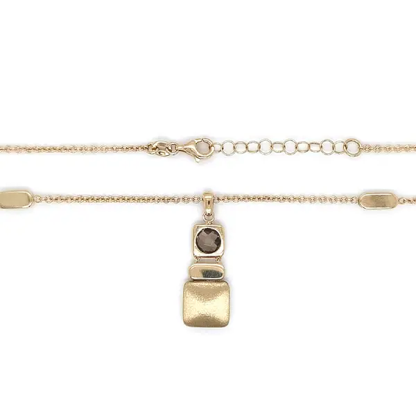 Gold Necklace with Brown Stone
