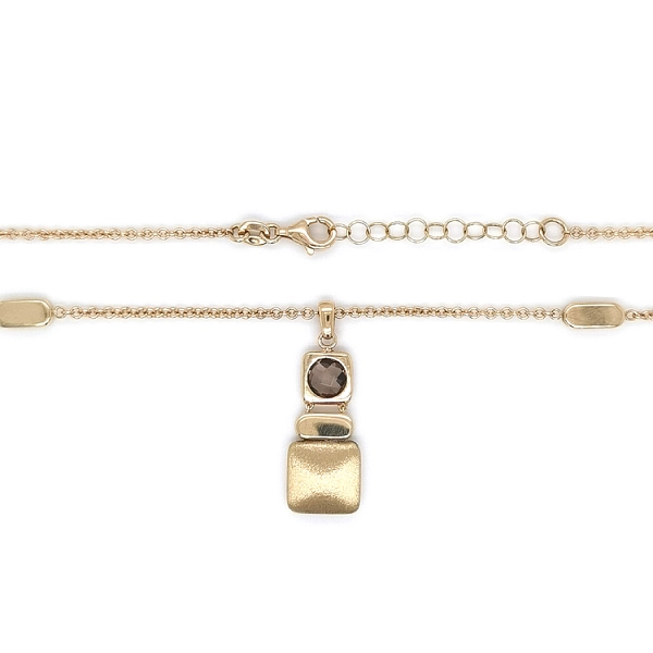 Gold Necklace with Brown Stone