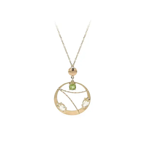 Gold Necklace with Coloured Stones