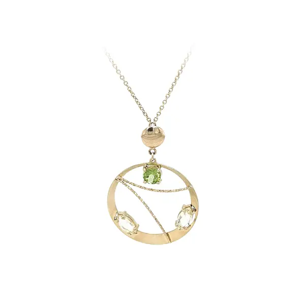 Gold Necklace with Coloured Stones