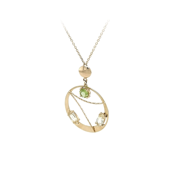 Gold Necklace with Coloured Stones