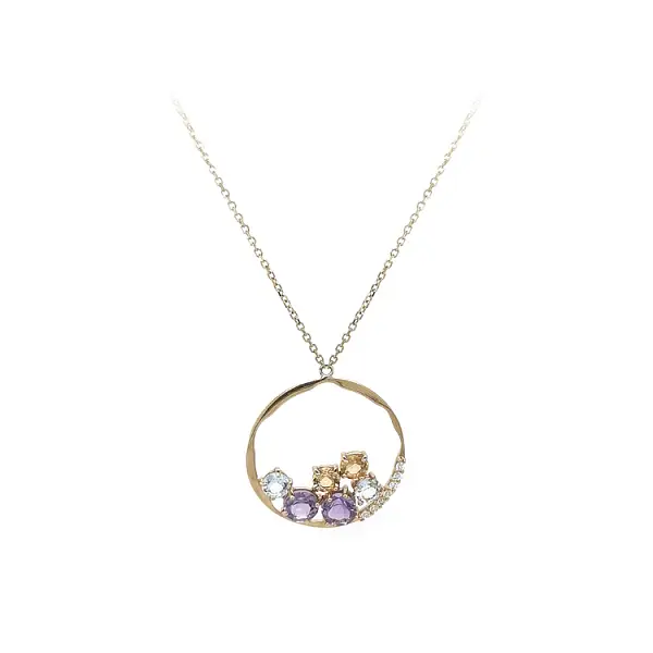 Gold Necklace with Coloured Stones