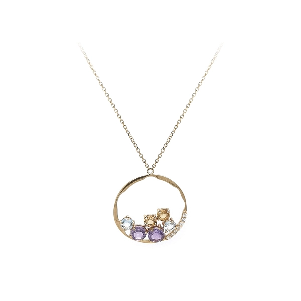 Gold Necklace with Coloured Stones