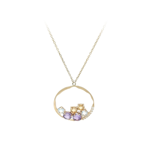 Gold Necklace with Coloured Stones
