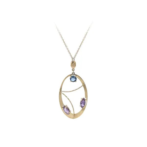 Gold Necklace with Coloured Stones