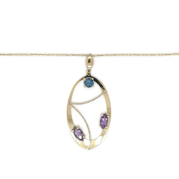 Gold Necklace with Coloured Stones
