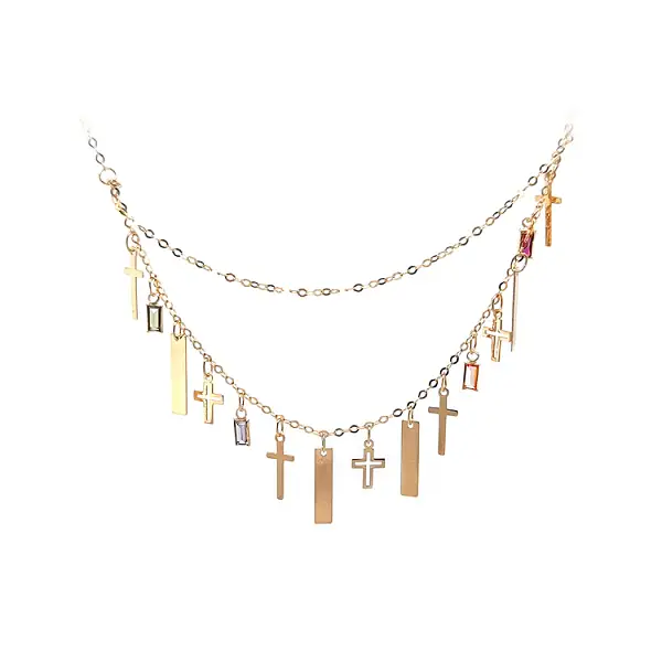 Gold Ladies Crosses Necklace