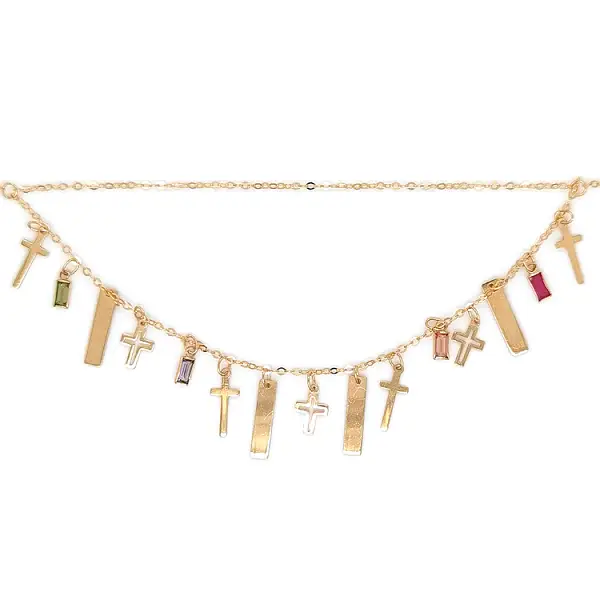 Gold Ladies Crosses Necklace