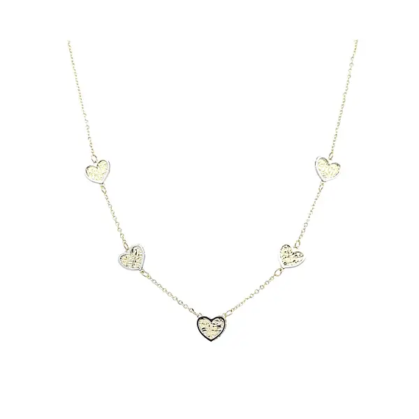 Gold Necklace with Hearts
