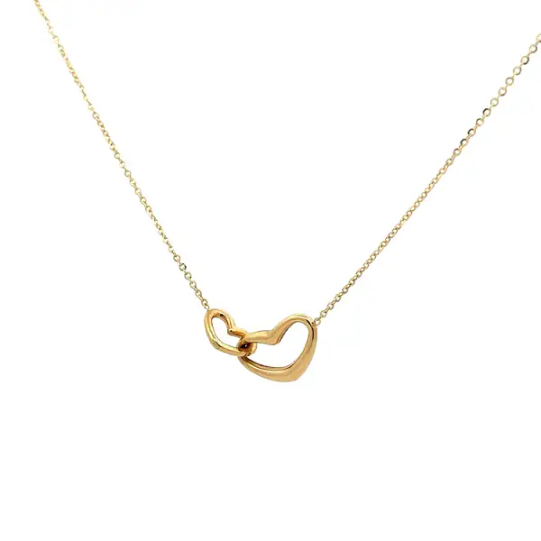 Gold Necklace Linked Hearts