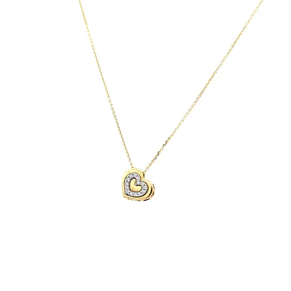 Gold Heart Necklace with Zirconias