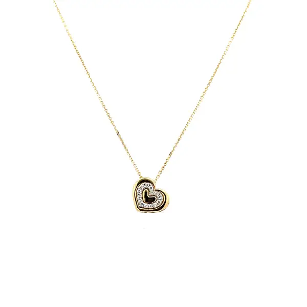 Gold Heart Necklace with Zirconias