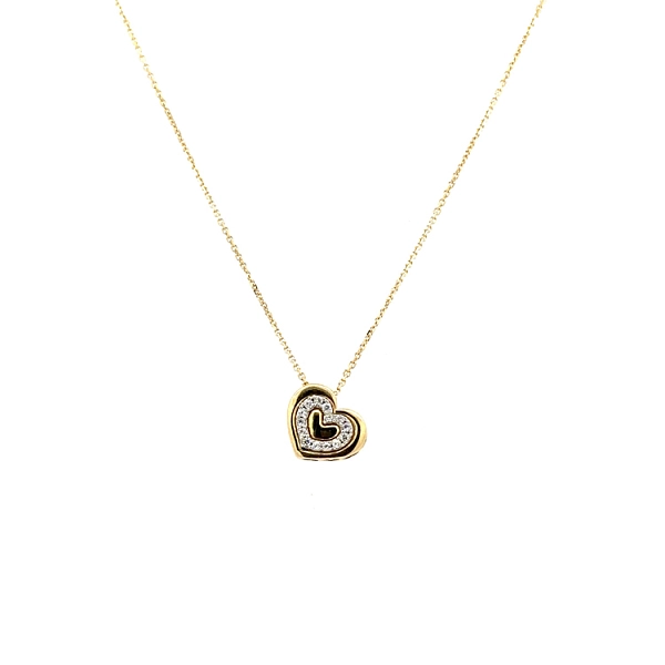 Gold Heart Necklace with Zirconias