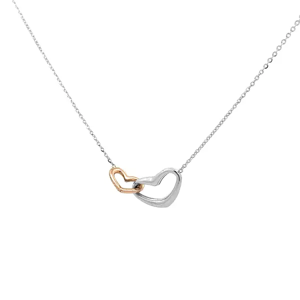 Gold Necklace Linked Hearts