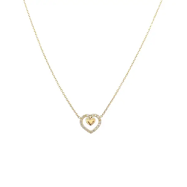 Gold Heart Necklace with Zirconias