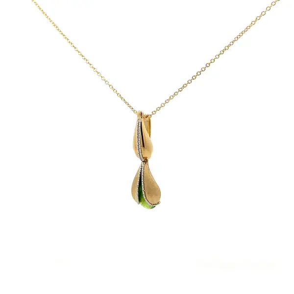 Gold Necklace with Green Stone
