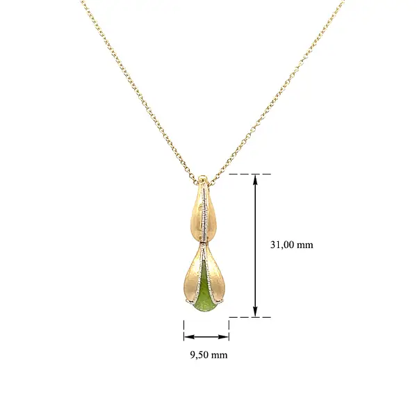 Gold Necklace with Green Stone