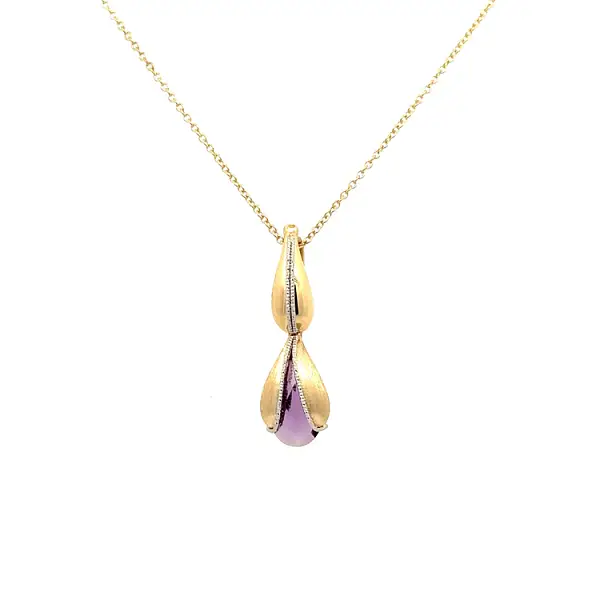 Gold Necklace with Purple Stone