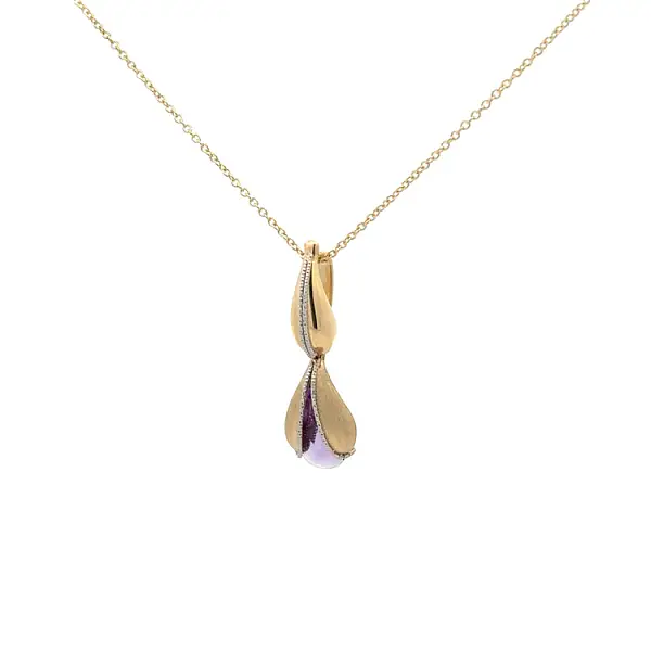 Gold Necklace with Purple Stone