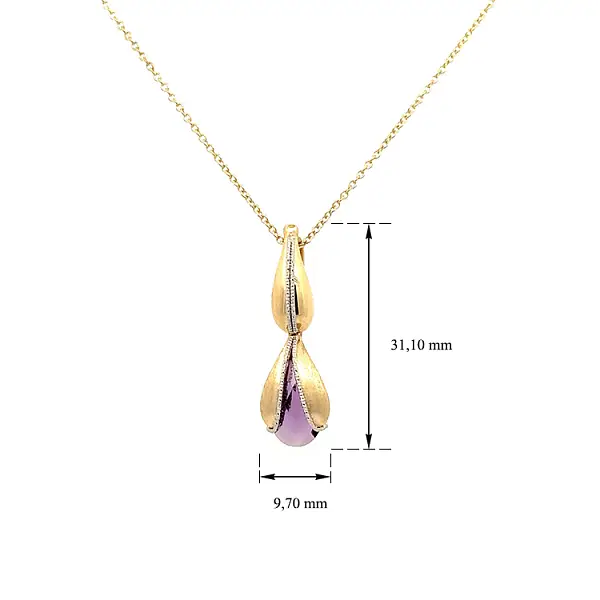 Gold Necklace with Purple Stone