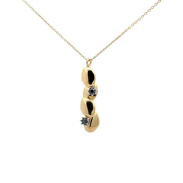 Gold Necklace with Black Stones