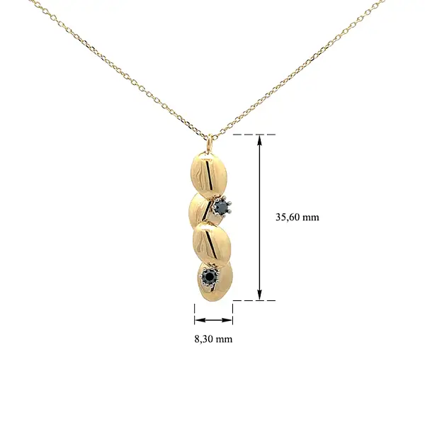 Gold Necklace with Black Stones