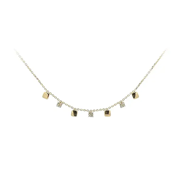 Gold Necklace with Zircons