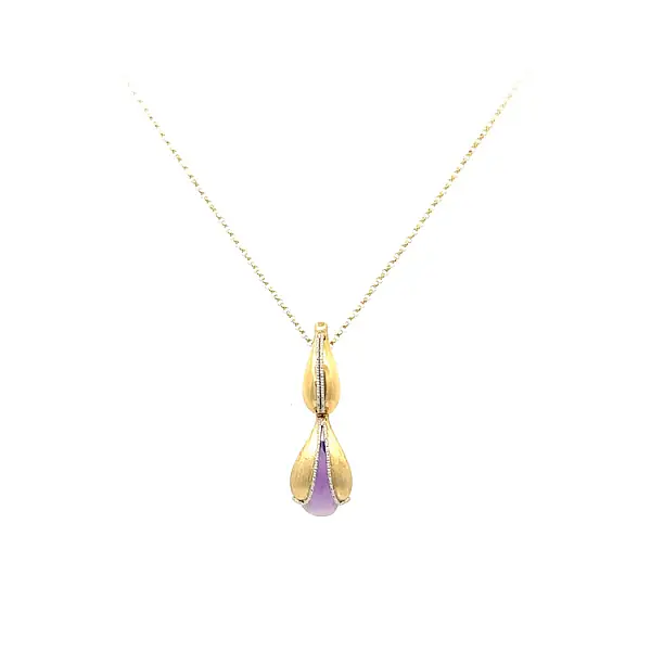 Gold Necklace with Purple Stone