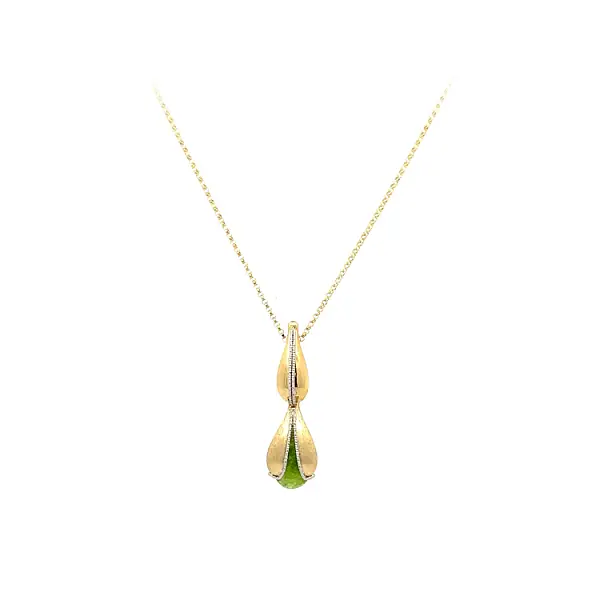 Gold Necklace with Green Stone