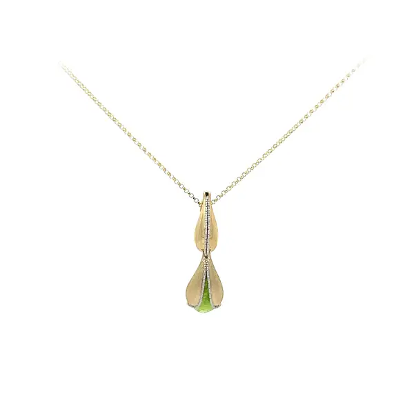 Gold Necklace with Green Stone
