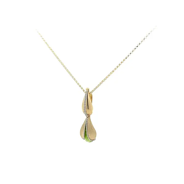 Gold Necklace with Green Stone