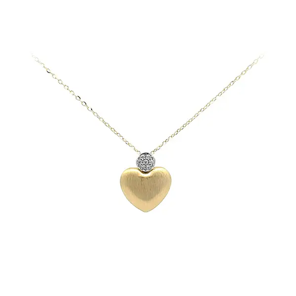 Gold Heart Necklace with Zirconias